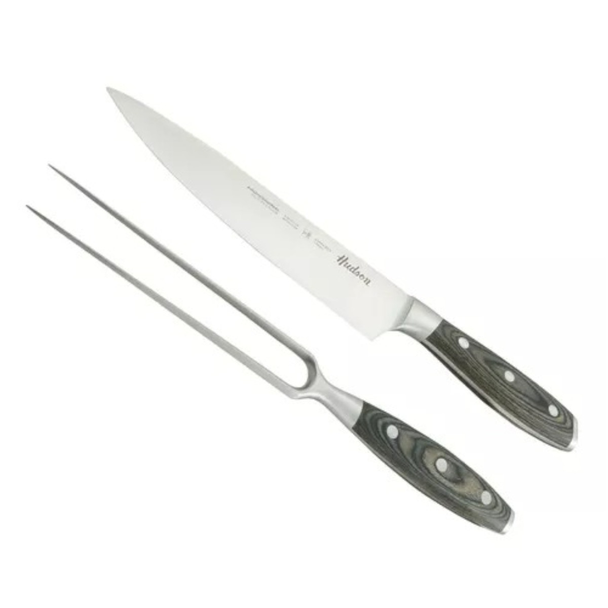 Cuchillo Y Trinche Asador Hudson Mango Madera 20cm Inoxidable