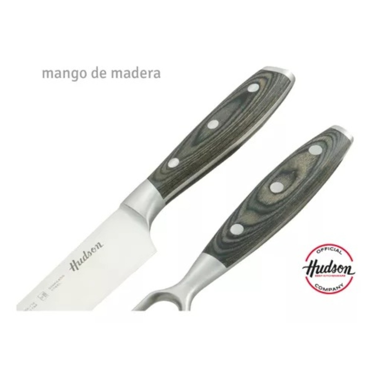 Foto 4 pulgar | Cuchillo Y Trinche Asador Hudson Mango Madera 20cm Inoxidable