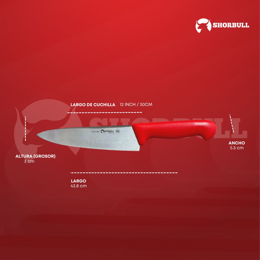 Foto 5 pulgar | Cuchillo Chef Rojo 12'' Shorbull