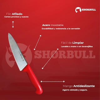 Foto 5 | Cuchillo Chef Rojo 12'' Shorbull