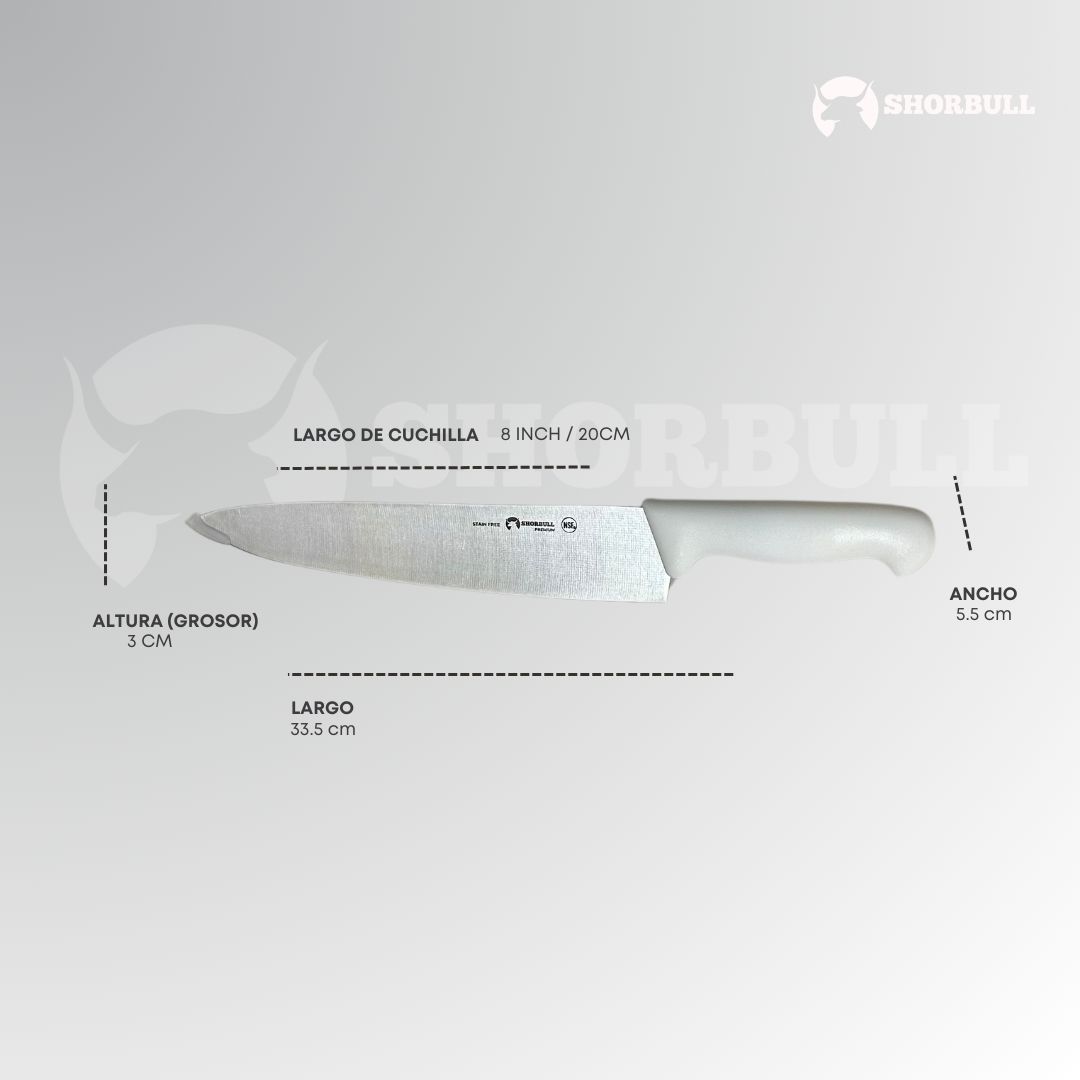 Foto 5 pulgar | Cuchillo Chef Blanco 8'' Shorbull