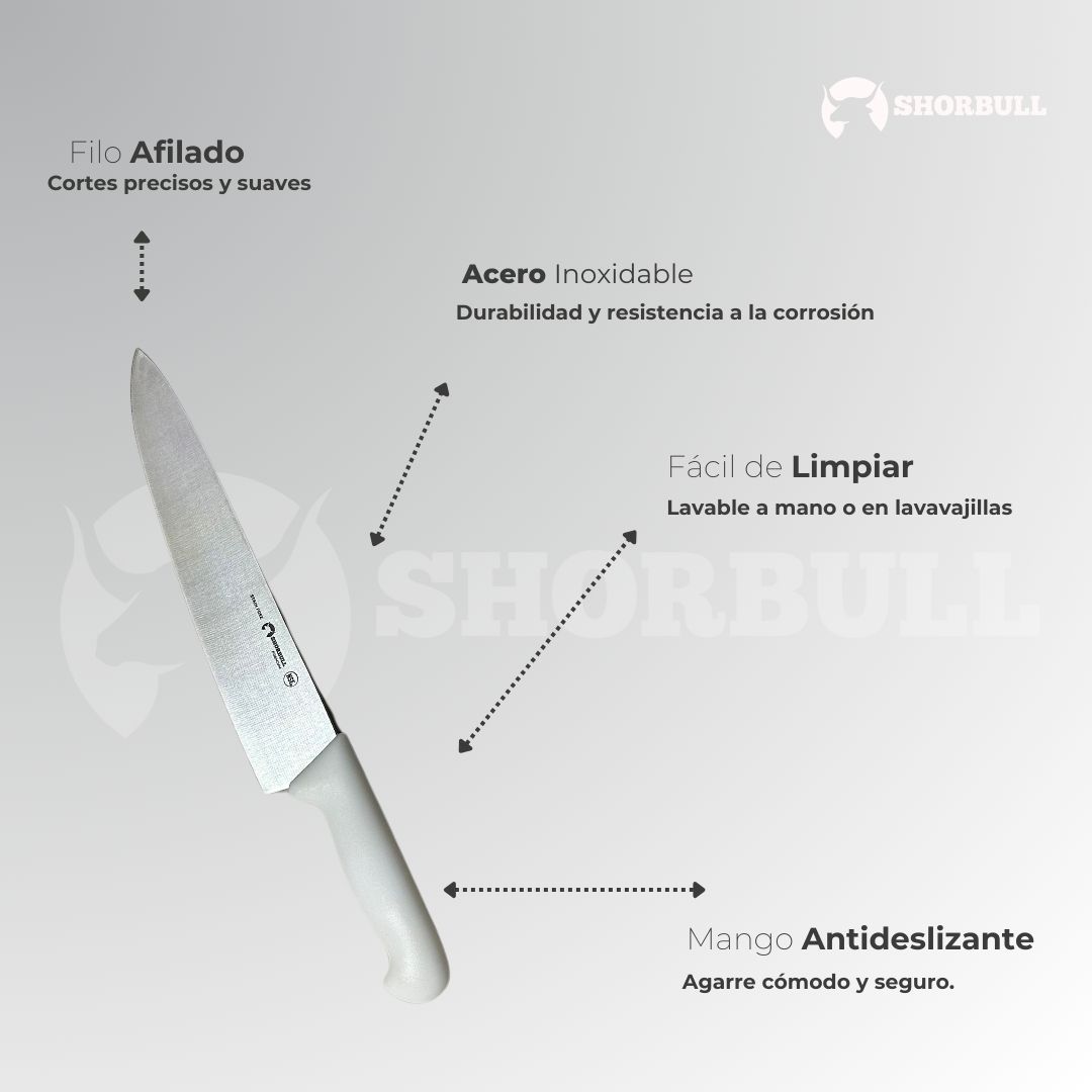 Foto 6 pulgar | Cuchillo Chef Blanco 8'' Shorbull