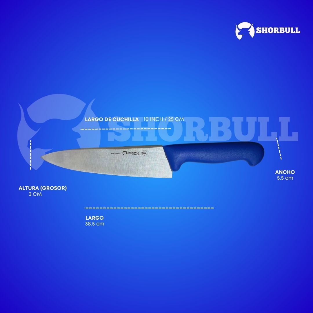 Foto 5 pulgar | Cuchillo Chef Azul 10'' Shorbull