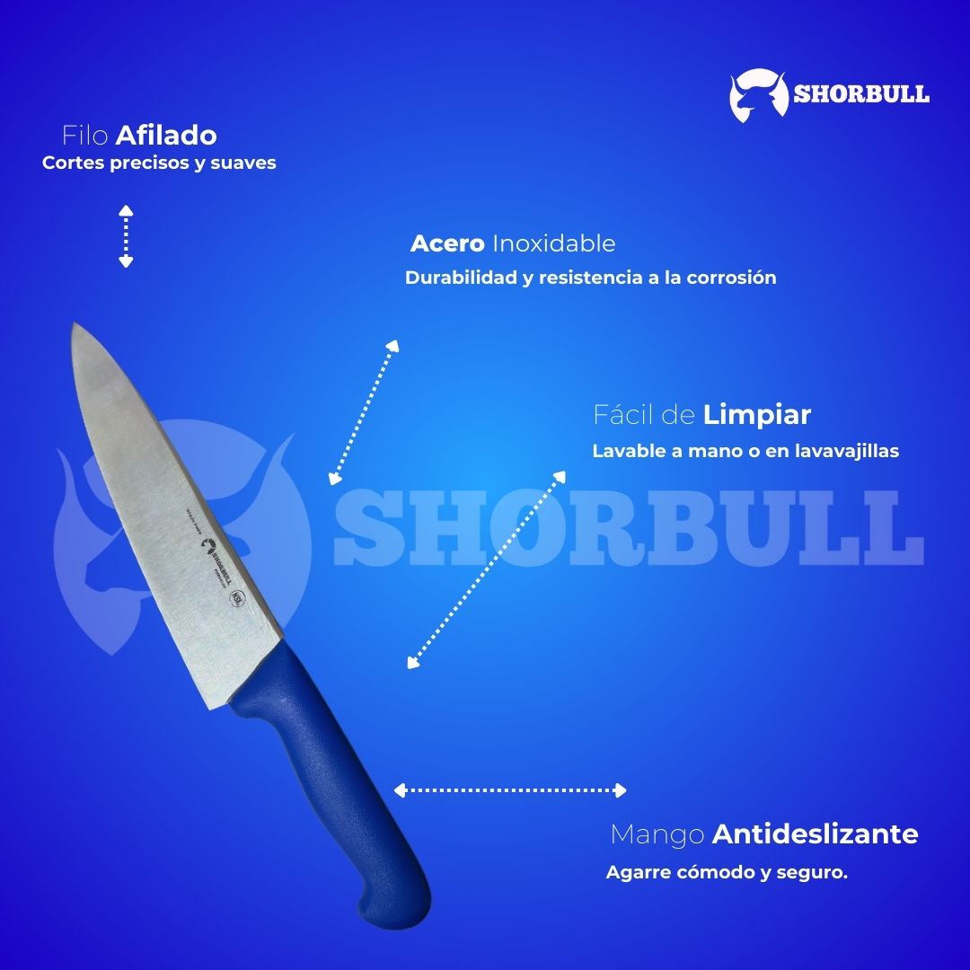 Foto 6 pulgar | Cuchillo Chef Azul 10'' Shorbull