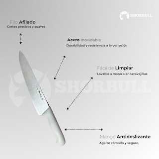 Foto 5 | Cuchillo Chef Blanco 10'' Shorbull