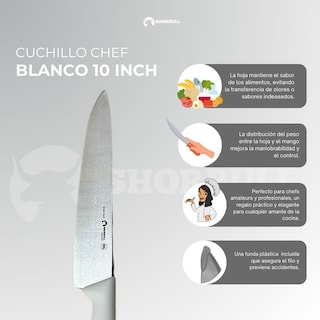 Foto 6 | Cuchillo Chef Blanco 10'' Shorbull