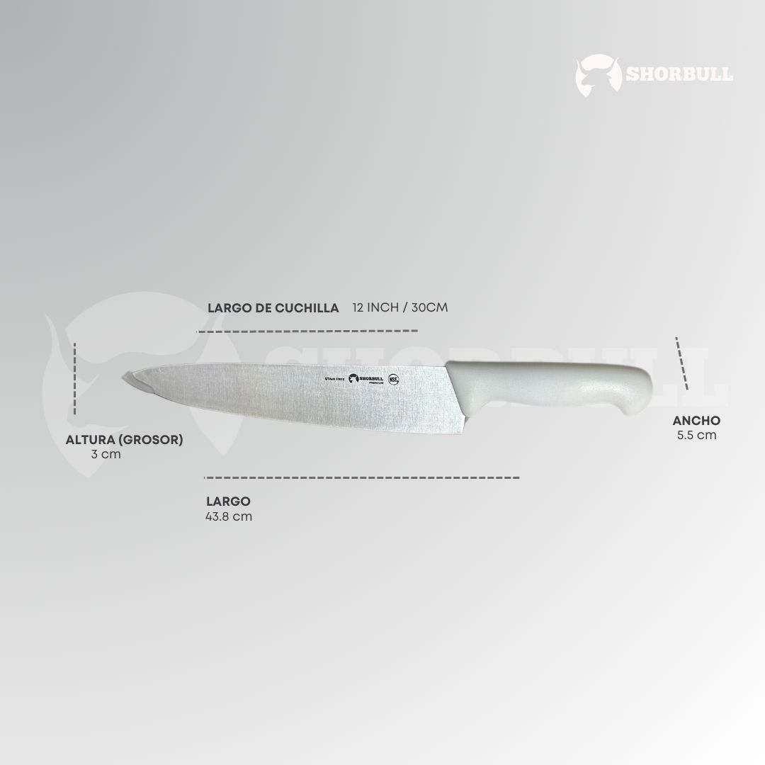 Foto 5 pulgar | Cuchillo Chef Blanco 12'' Shorbull