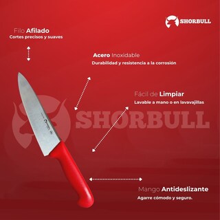 Foto 5 | Cuchillo Chef Rojo 8'' Shorbull