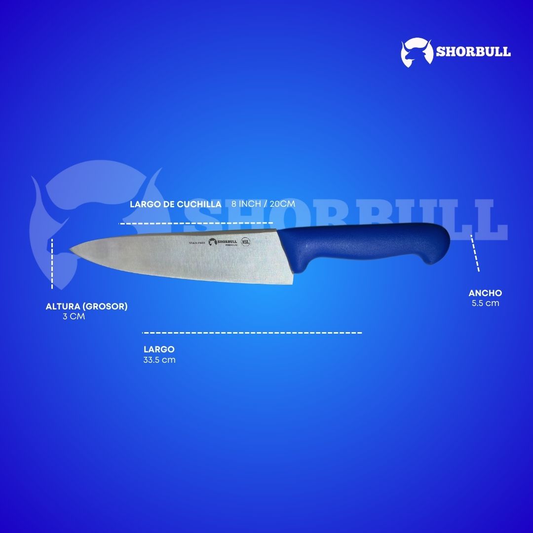 Foto 5 pulgar | Cuchillo Chef Azul 8'' Shorbull