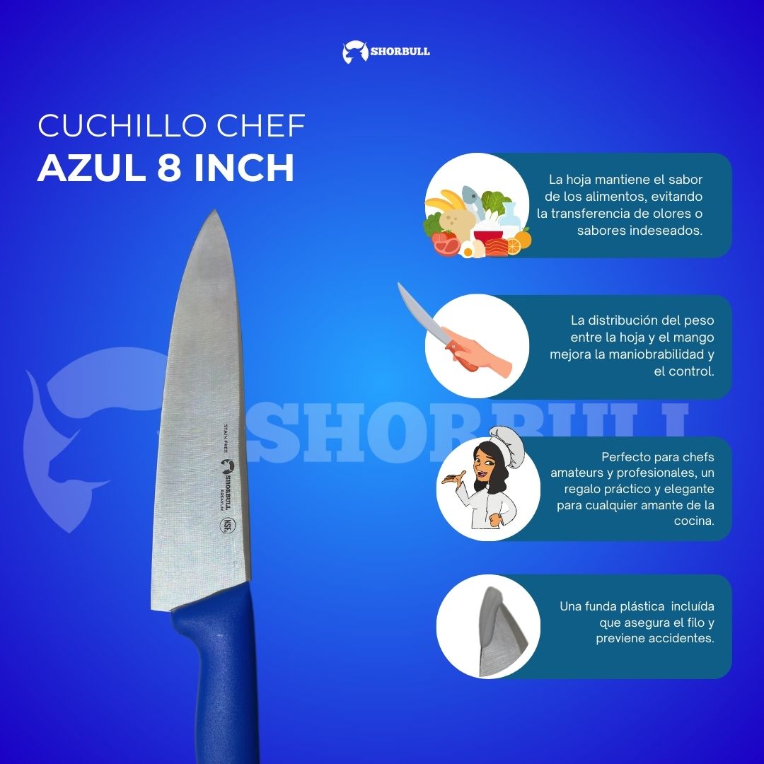 Foto 7 pulgar | Cuchillo Chef Azul 8'' Shorbull