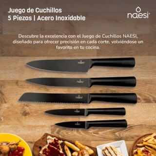 Foto 2 | Juego De Cuchillos De Cocina 6 Piezas Naesi 403 Negro