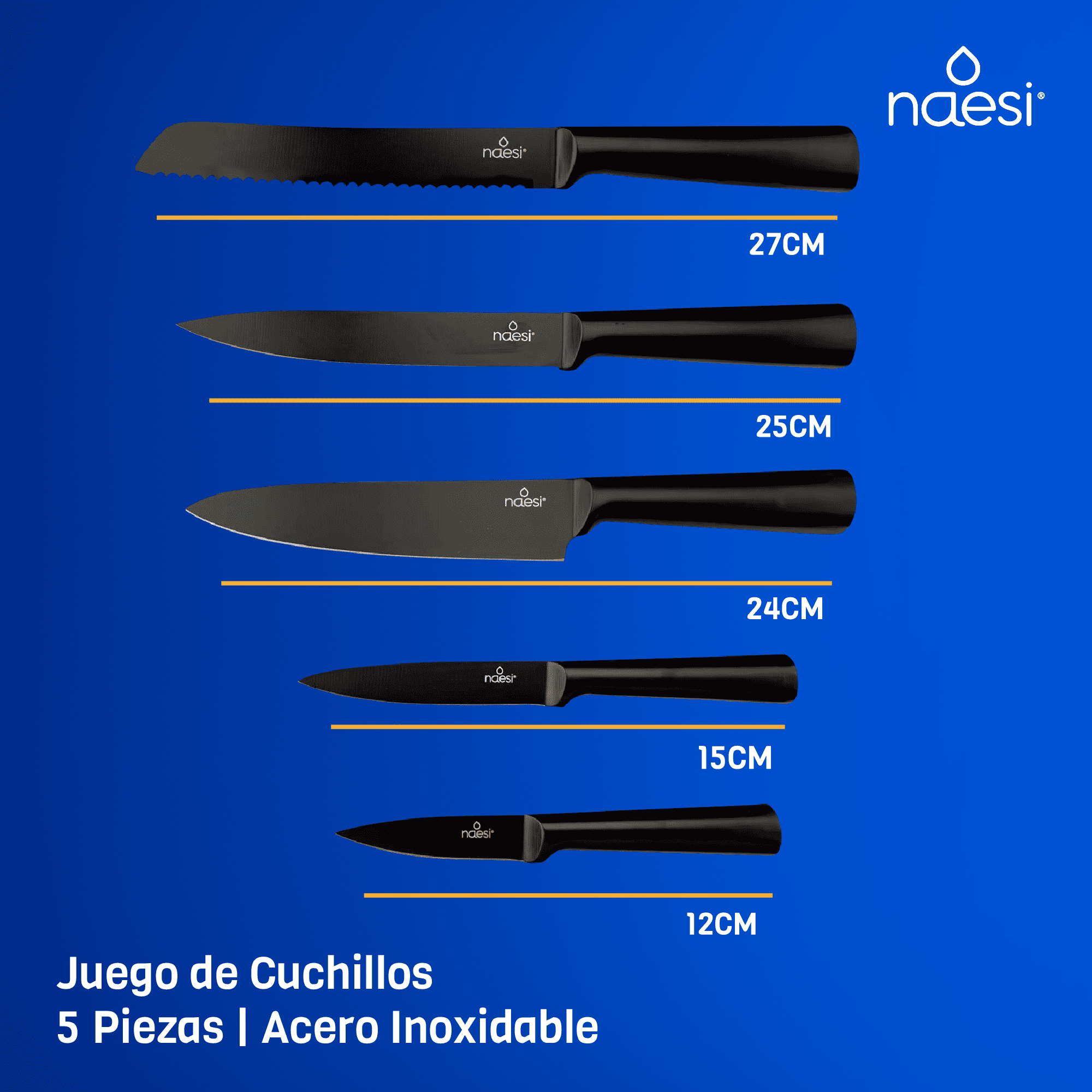 Foto 7 pulgar | Juego De Cuchillos De Cocina 6 Piezas Naesi 403 Negro