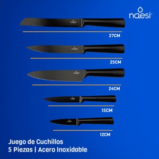 Foto 6 | Juego De Cuchillos De Cocina 6 Piezas Naesi 403 Negro