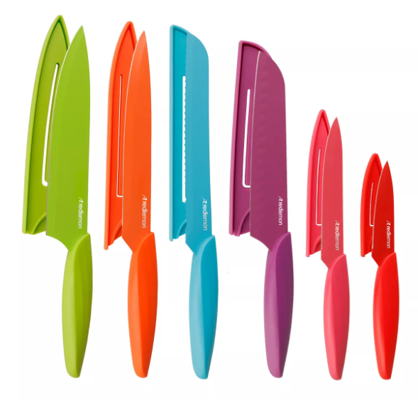 Cuchillos De Cocina Acero Inoxidable Colores Con Funda 6 Pz