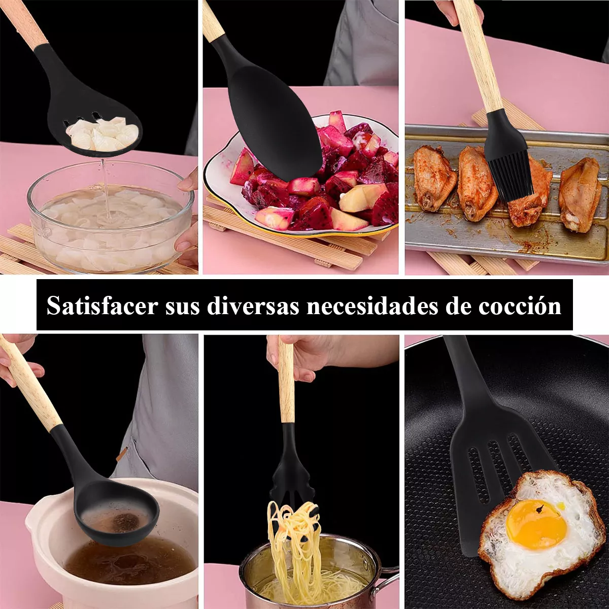 Foto 4 pulgar | Set: Cuchillos Y Utensilios De Cocina 39 Pzas Negro
