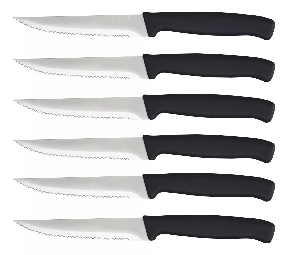 Foto 1 | Monteratillo Set De 6 Cuchillos Dentados Afilados Para Carne Plata Negro