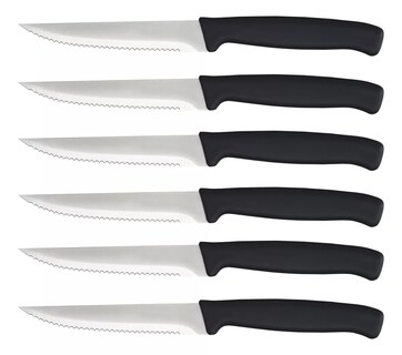 Foto 1 | Monteratillo Set De 6 Cuchillos Dentados Afilados Para Carne Plata Negro