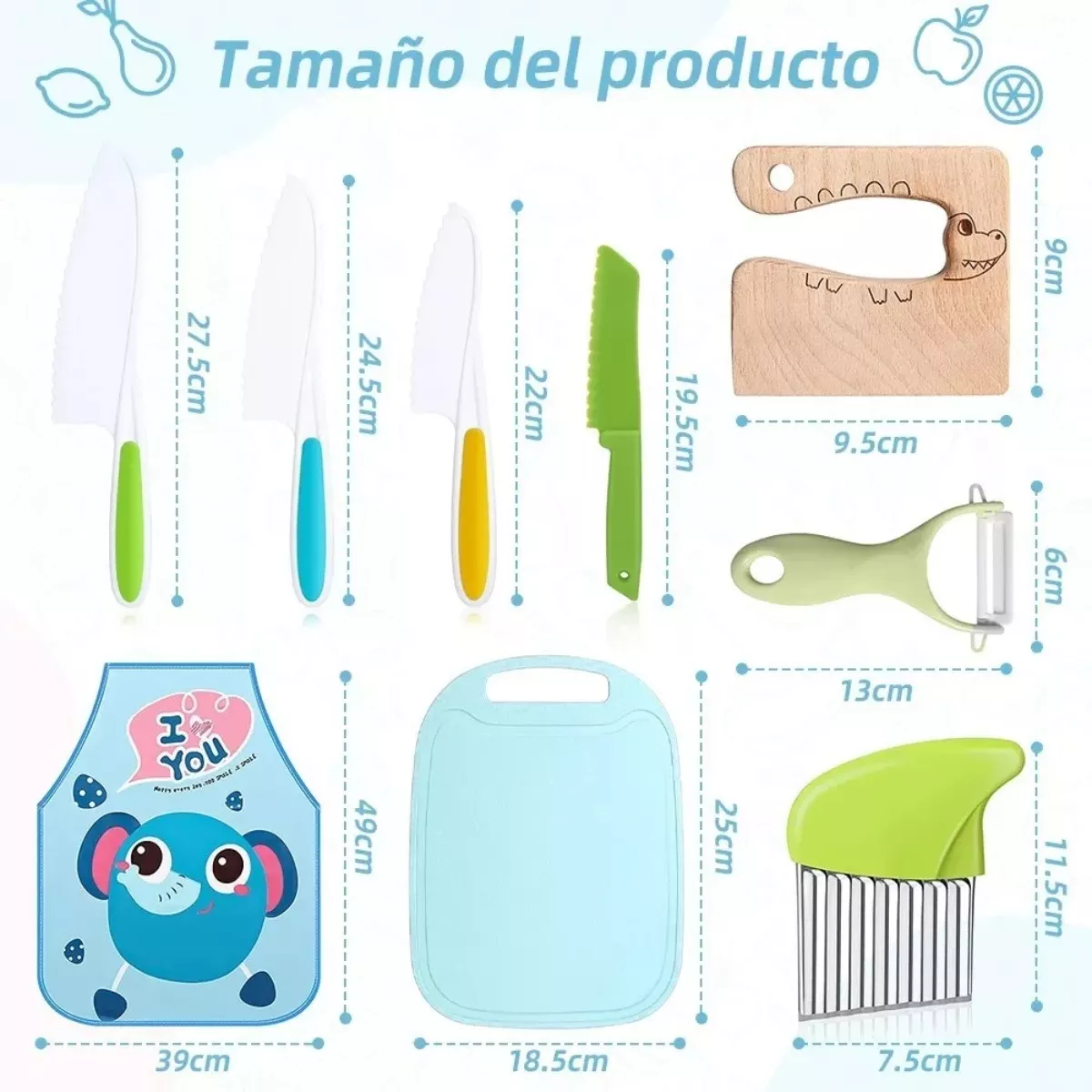 Foto 3 pulgar | Cuchillos Seguros Para Niños Pequeños De Frutas Para Cocinar Azul Colores