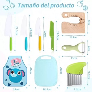 Foto 2 | Cuchillos Seguros Para Niños Pequeños De Frutas Para Cocinar Azul Colores