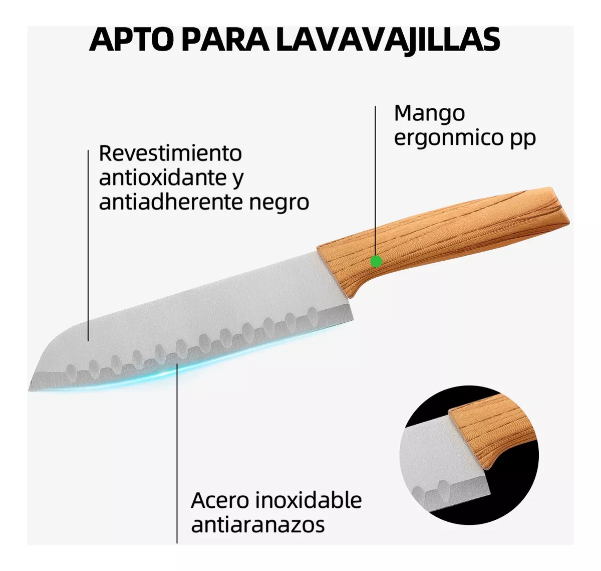 Foto 4 pulgar | Juego De Cuchillo Cocina Profesionales 12pz Acero Inoxidable Plata Cafe Claro