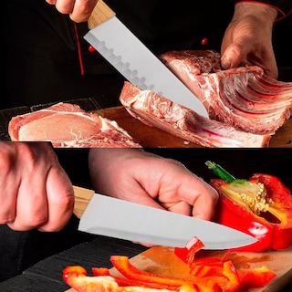 Foto 4 | Juego De Cuchillo Cocina Profesionales 12pz Acero Inoxidable Plata Cafe Claro