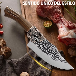 Foto 5 | Cuchillo De Cocina Profesional Forjado Con Cuchillo De Chef Marrón