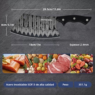 Foto 2 | Cuchillo Profesional Con Mango Ergonómico Negro