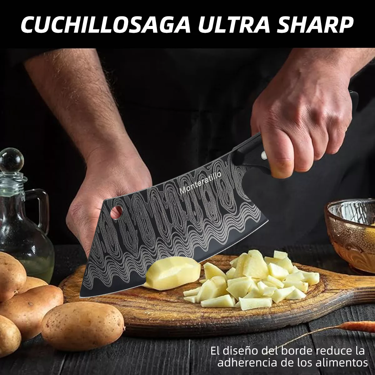 Foto 5 pulgar | Cuchillo Profesional Con Mango Ergonómico Negro