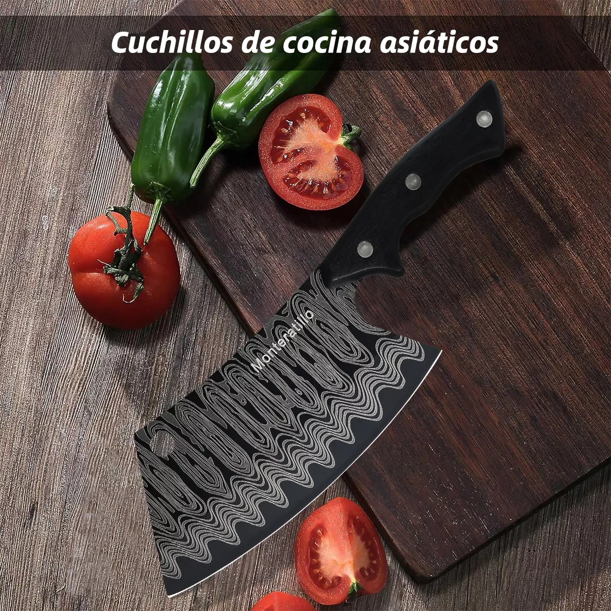 Foto 6 pulgar | Cuchillo Profesional Con Mango Ergonómico Negro