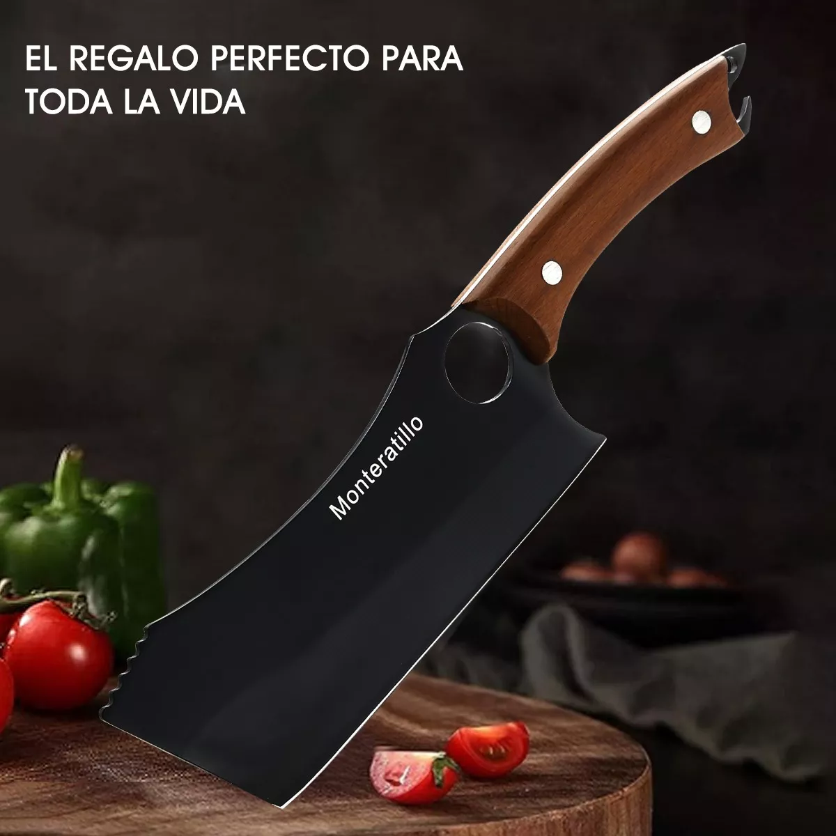 Foto 4 | Cuchillo De Chef Curvo Profesional Monteratillo Con Anilla Marrón Oscuro