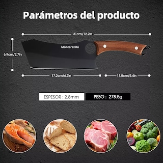 Foto 2 | Cuchillo De Chef Curvo Profesional Monteratillo Con Anilla Marrón Oscuro