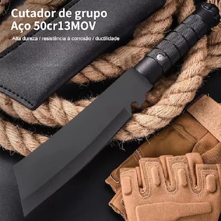 Foto 2 | Cuchillo Táctico Militar Portátil Negro De Supervivencia Negro Cafe