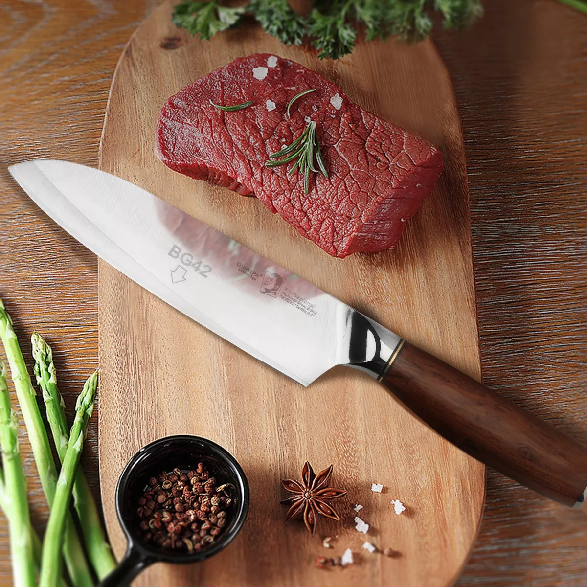 Foto 5 pulgar | Cuchillo De Cocina De 8 Pulgadas, Cuchillo De Chef Profesio Marrón Claro