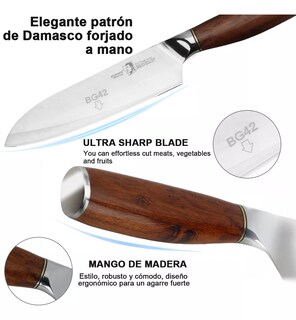 Foto 5 | Cuchillo De Cocina De 8 Pulgadas, Cuchillo De Chef Profesio Marrón Claro