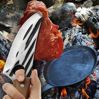 Foto 3 | Cuchillo Chef De Cocina Forjado A Mano Con Funda De Cuero Marrón Claro