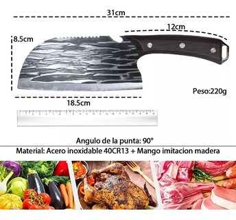 Foto 2 | Cuchillo De Chef Forjado A Mano Acero Cuchillos De Cocina