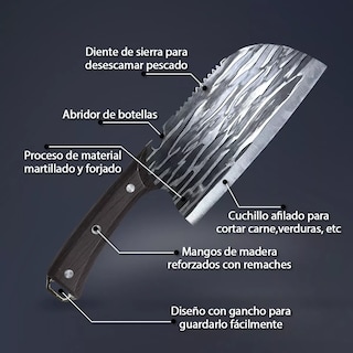 Foto 3 | Cuchillo De Chef Forjado A Mano Acero Cuchillos De Cocina