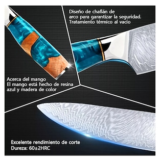 Foto 2 | Cuchillo de Cocina Damascus de Acero Inoxidable