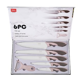 Foto 2 | Set De Cuchillos 6 Piezas Con Pelador, Mango Ergonómico Rosa