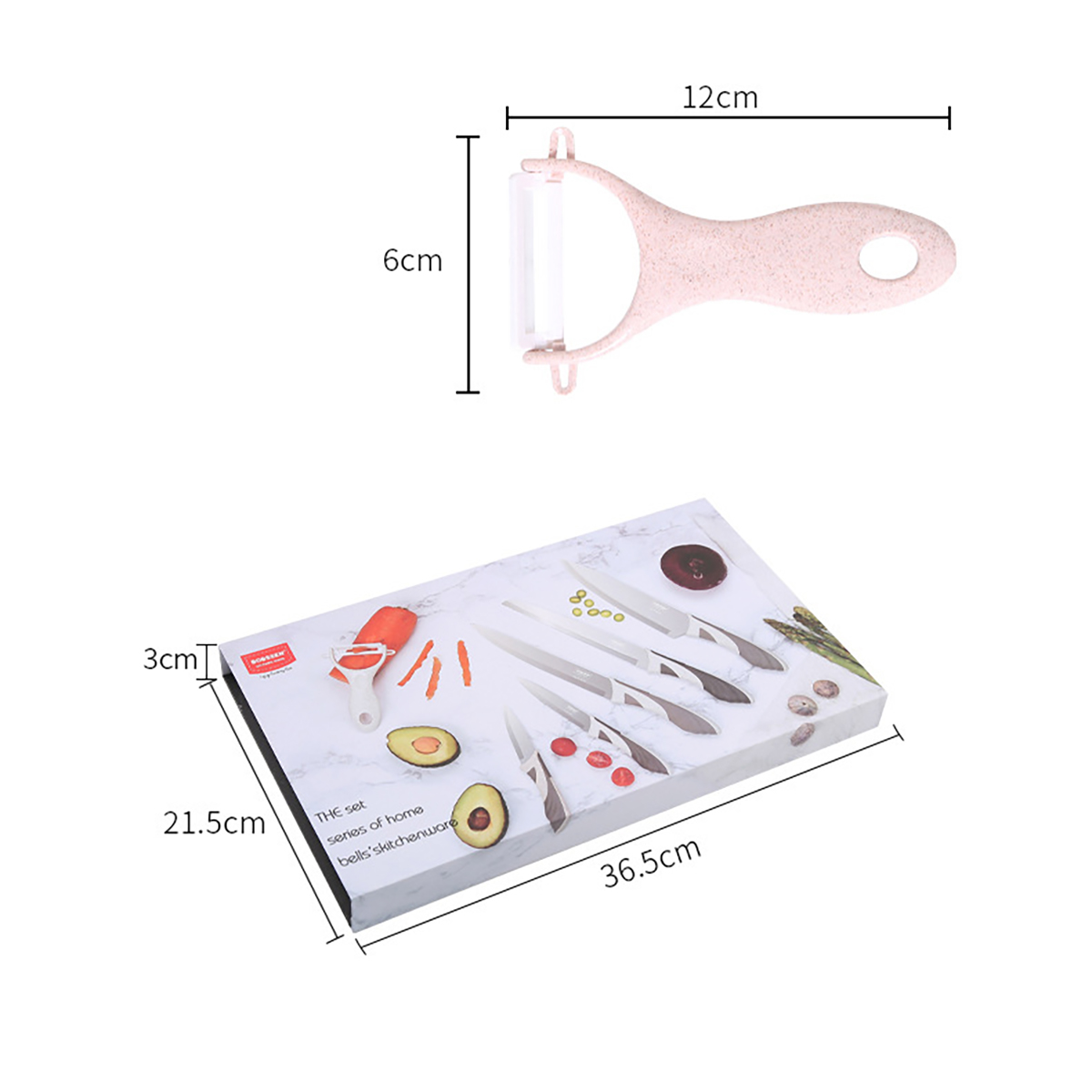 Foto 5 pulgar | Set De Cuchillos 6 Piezas Con Pelador, Mango Ergonómico Rosa