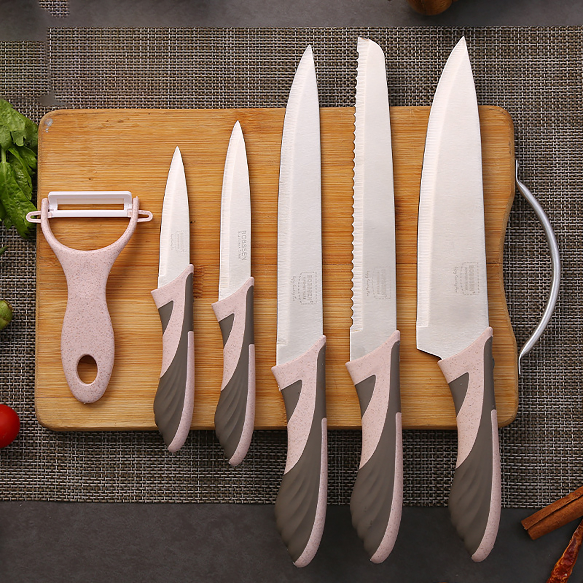 Foto 5 | Set De Cuchillos 6 Piezas Con Pelador, Mango Ergonómico Rosa