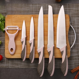 Foto 5 | Set De Cuchillos 6 Piezas Con Pelador, Mango Ergonómico Rosa