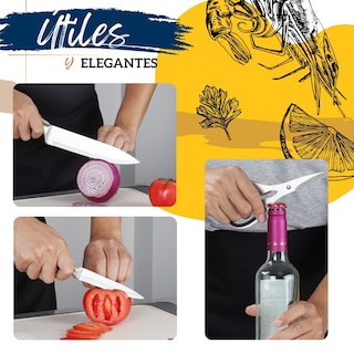 Foto 3 | Cuchillos Para Cocina Ecomlab Profesionales Acero Inoxidable