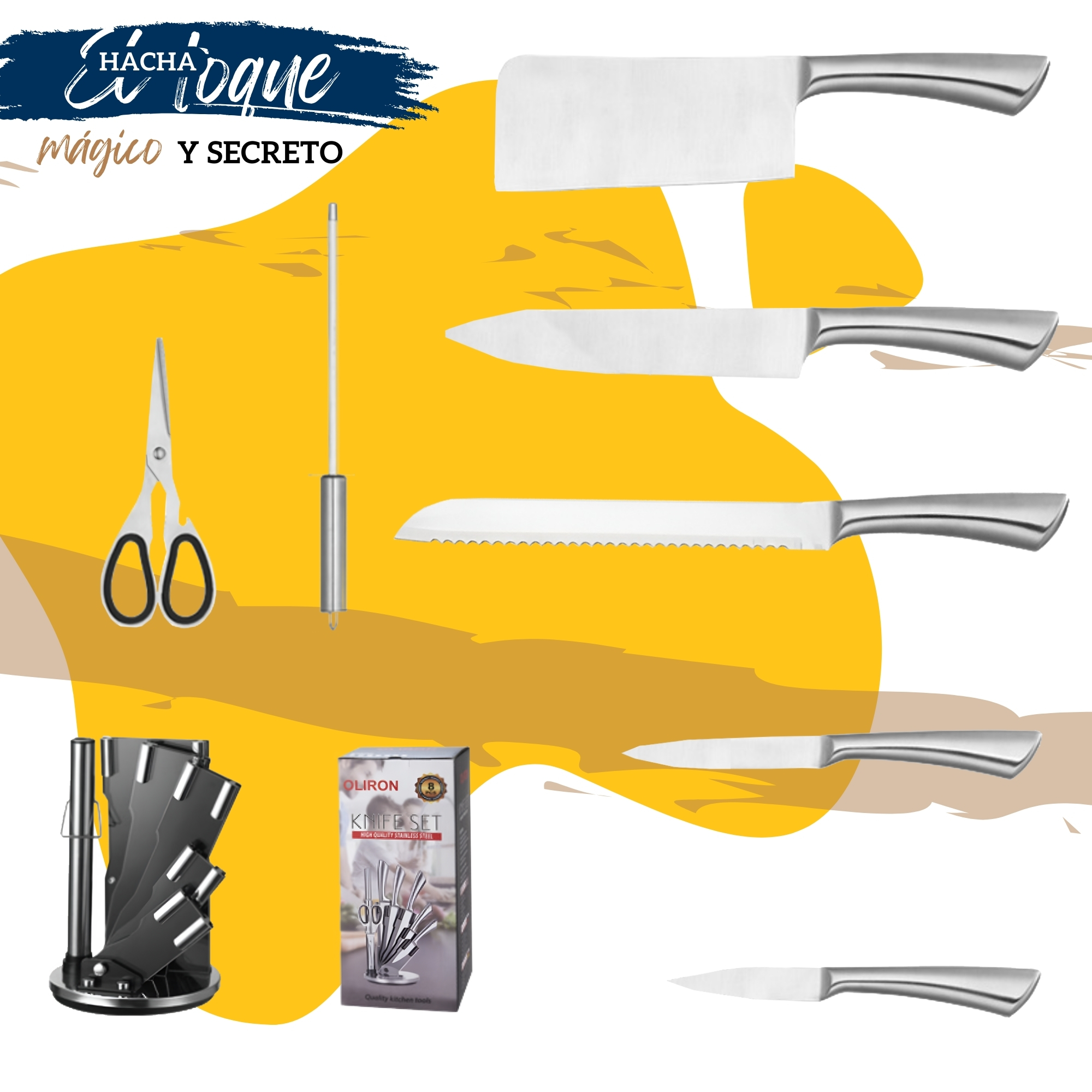 Foto 7 pulgar | Cuchillos Para Cocina Ecomlab Profesionales Acero Inoxidable