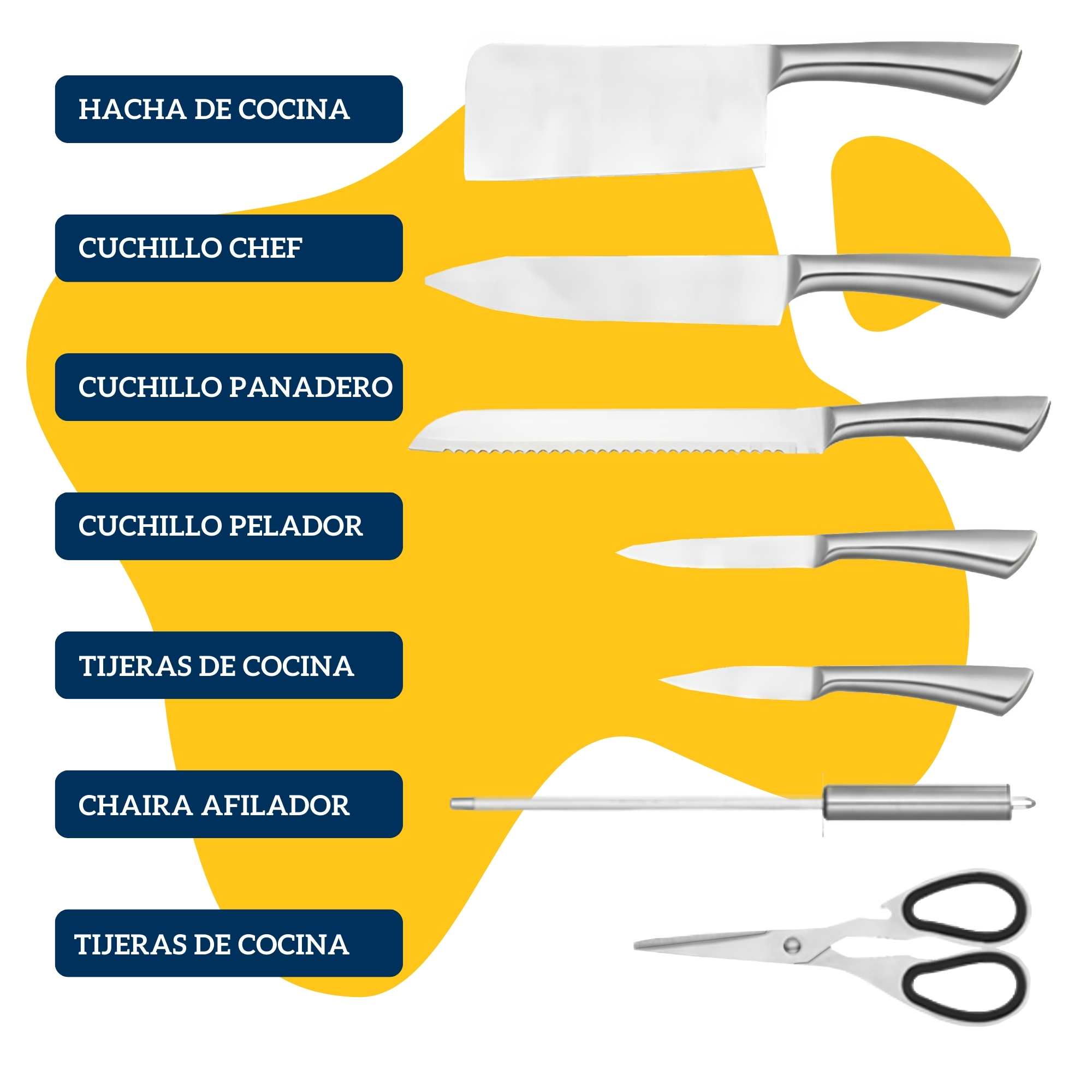 Foto 9 pulgar | Cuchillos Para Cocina Ecomlab Profesionales Acero Inoxidable
