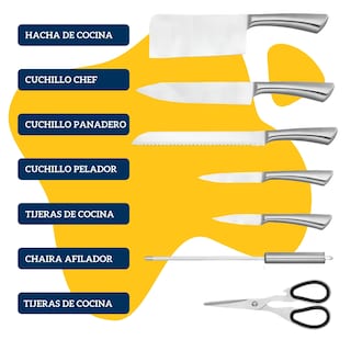 Foto 8 | Cuchillos Para Cocina Ecomlab Profesionales Acero Inoxidable