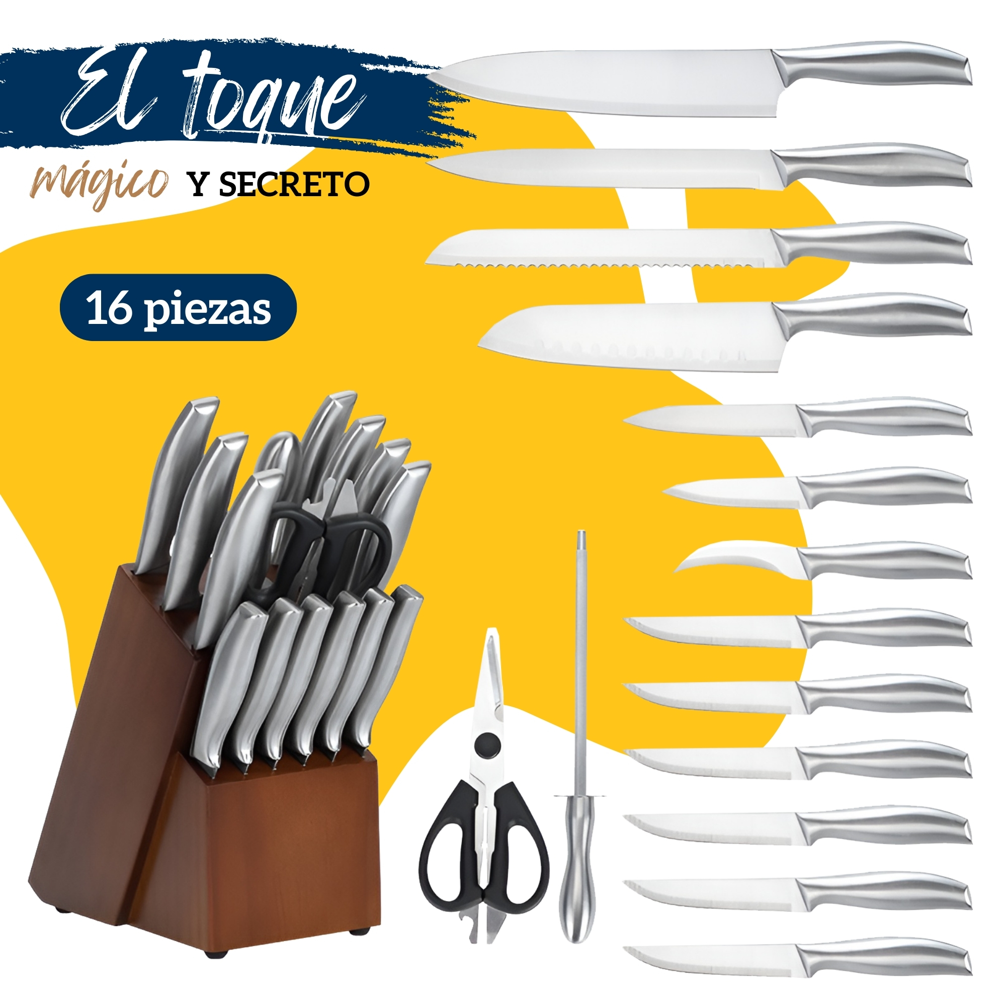 Foto 6 pulgar | Juego De Cuchillos Para Cocina Ecomlab De Acero Inoxidable