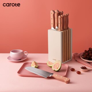 Foto 7 | Juego De Cuchillos Carote 11 Piezas Con Bloque De Acero Inoxidable Rosa - Venta Internacional.