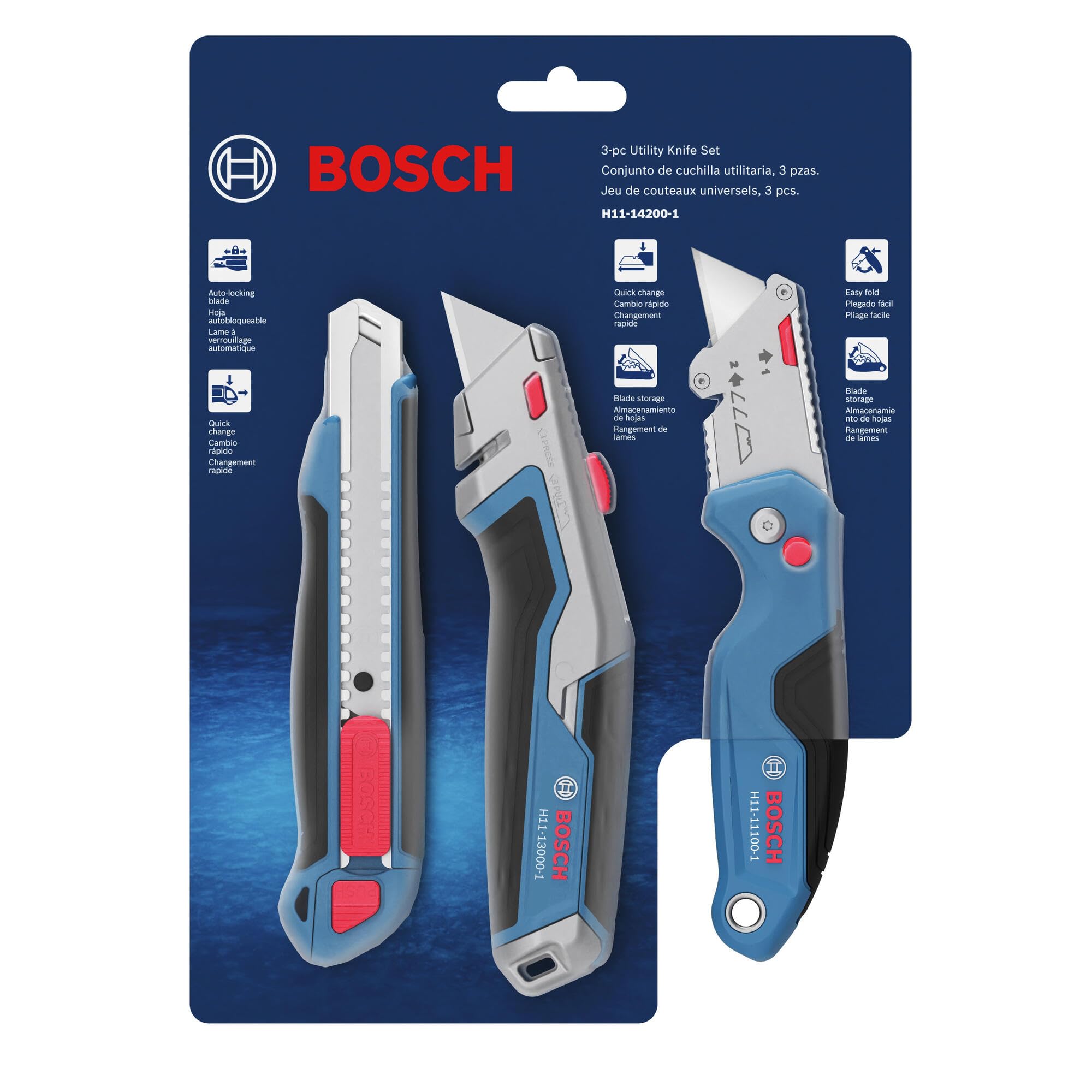 Foto 6 pulgar | Juego De Cuchillos Multiusos Bosch H11-14200-1, Plegables Y Extraíbles, 3 Piezas - Venta Internacional.