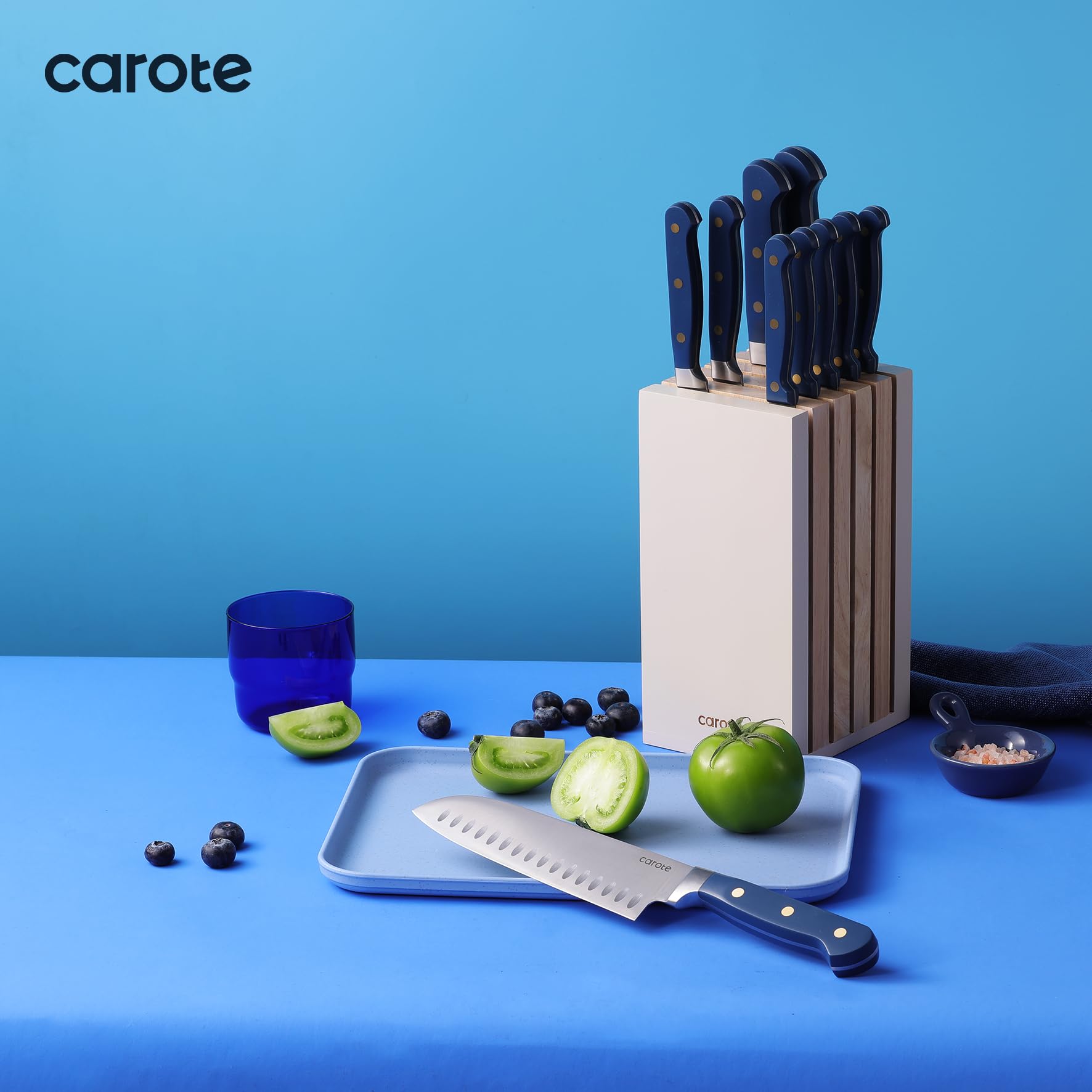 Foto 7 | Juego De Cuchillos Carote 11 Piezas Con Bloque De Acero Inoxidable Azul - Venta Internacional.